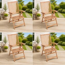 Outdoor Reclining Garden Chairs 4 pcs Folding Patio Seating Set Brown