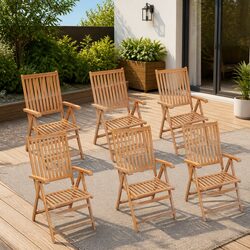 Outdoor Reclining Garden Chairs 6 pcs Folding Wooden Seating Set Patio Furniture