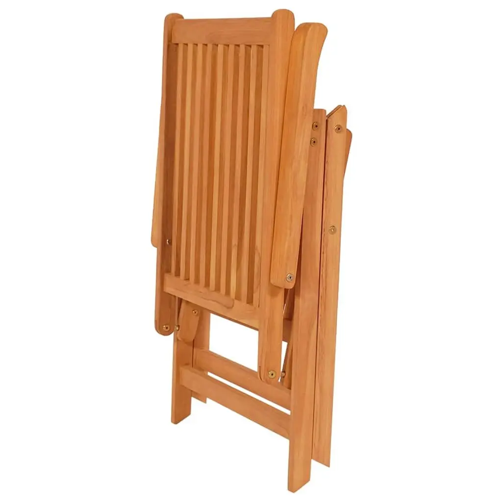 Teak Wood Outdoor Garden Chairs Set 4 pcs Black Cushions Reclining Patio Seating