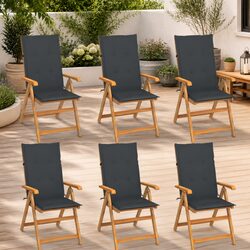 Outdoor Garden Chairs Set 6 pcs Teak Wood Reclining Seating with Cushions