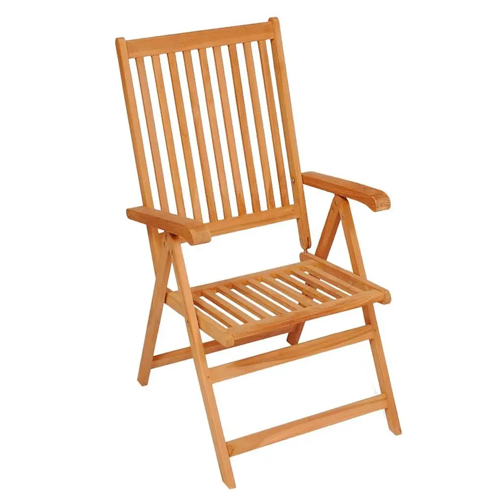 Teak Wood Outdoor Garden Chairs Set 6 Piece Reclining Lightweight Foldable with Cushions