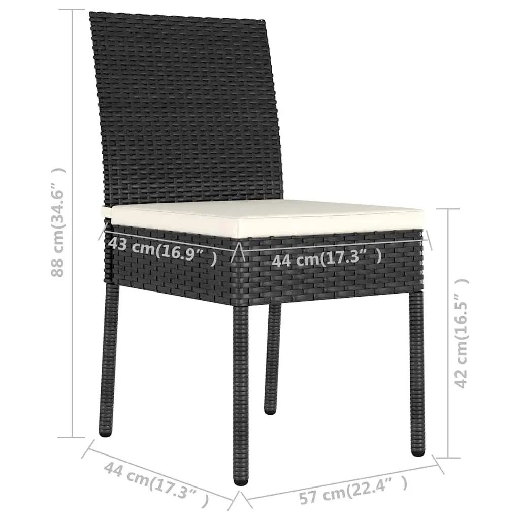 3 Piece Outdoor Garden Dining Set Steel Frame Weather Resistant PE Rattan Black