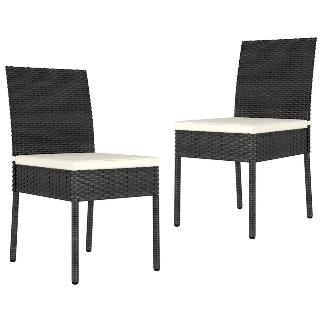 3 Piece Outdoor Garden Dining Set Steel Frame Weather Resistant PE Rattan Black