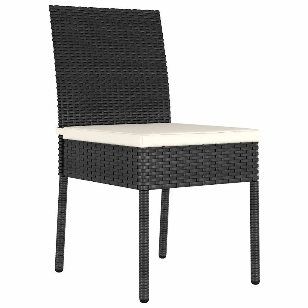 3 Piece Outdoor Garden Dining Set Steel Frame Weather Resistant PE Rattan Black