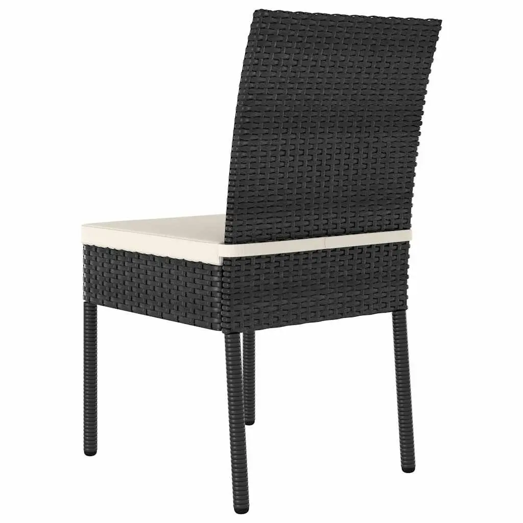 3 Piece Outdoor Garden Dining Set Steel Frame Weather Resistant PE Rattan Black