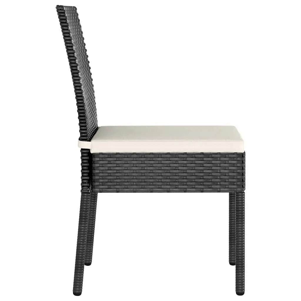 3 Piece Outdoor Garden Dining Set Steel Frame Weather Resistant PE Rattan Black