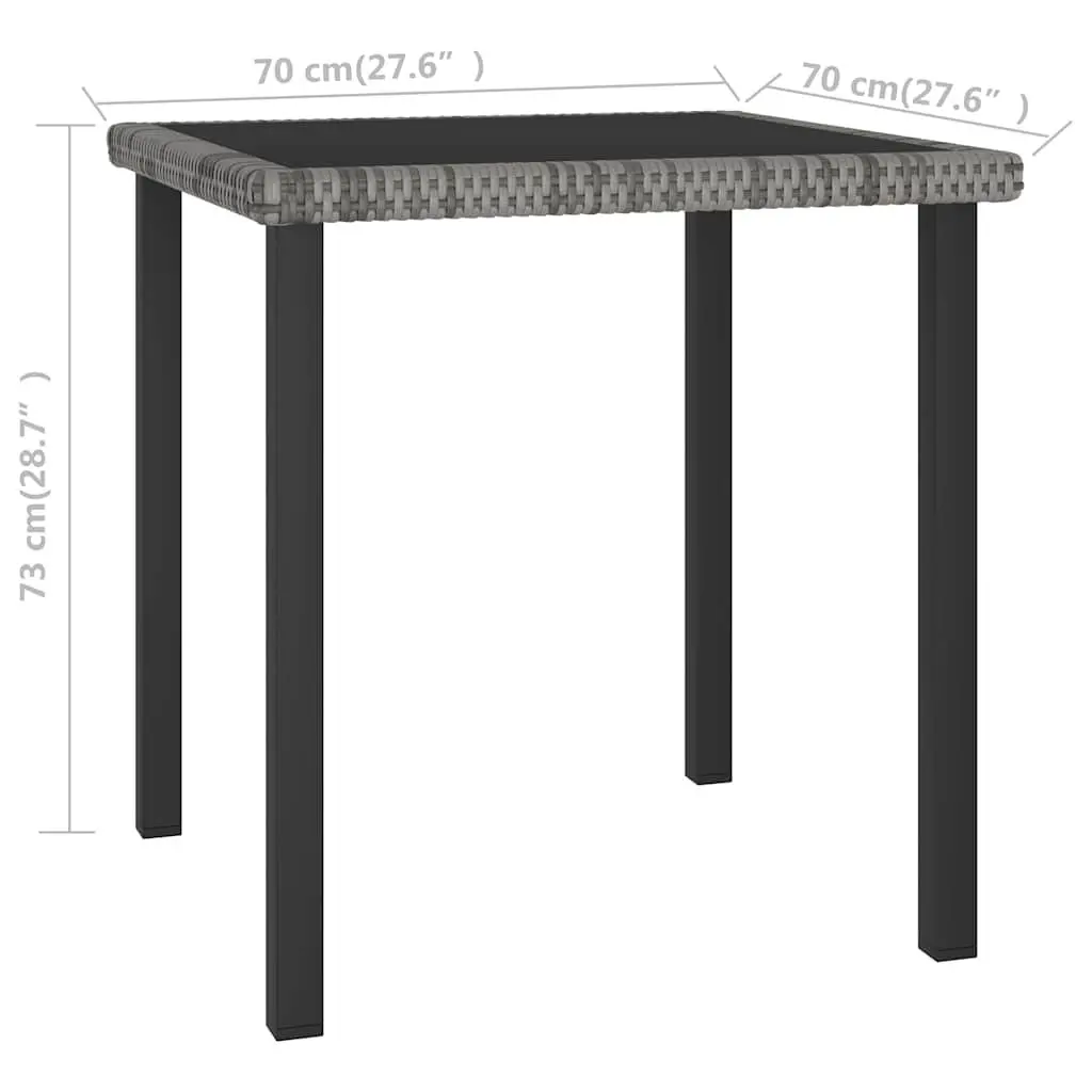 3 Piece Garden Dining Set Steel Frame Table Chairs Grey Rattan