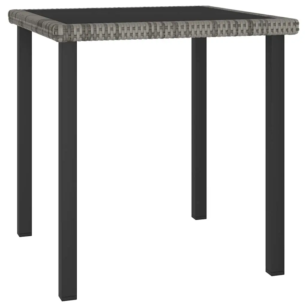 3 Piece Garden Dining Set Steel Frame Table Chairs Grey Rattan