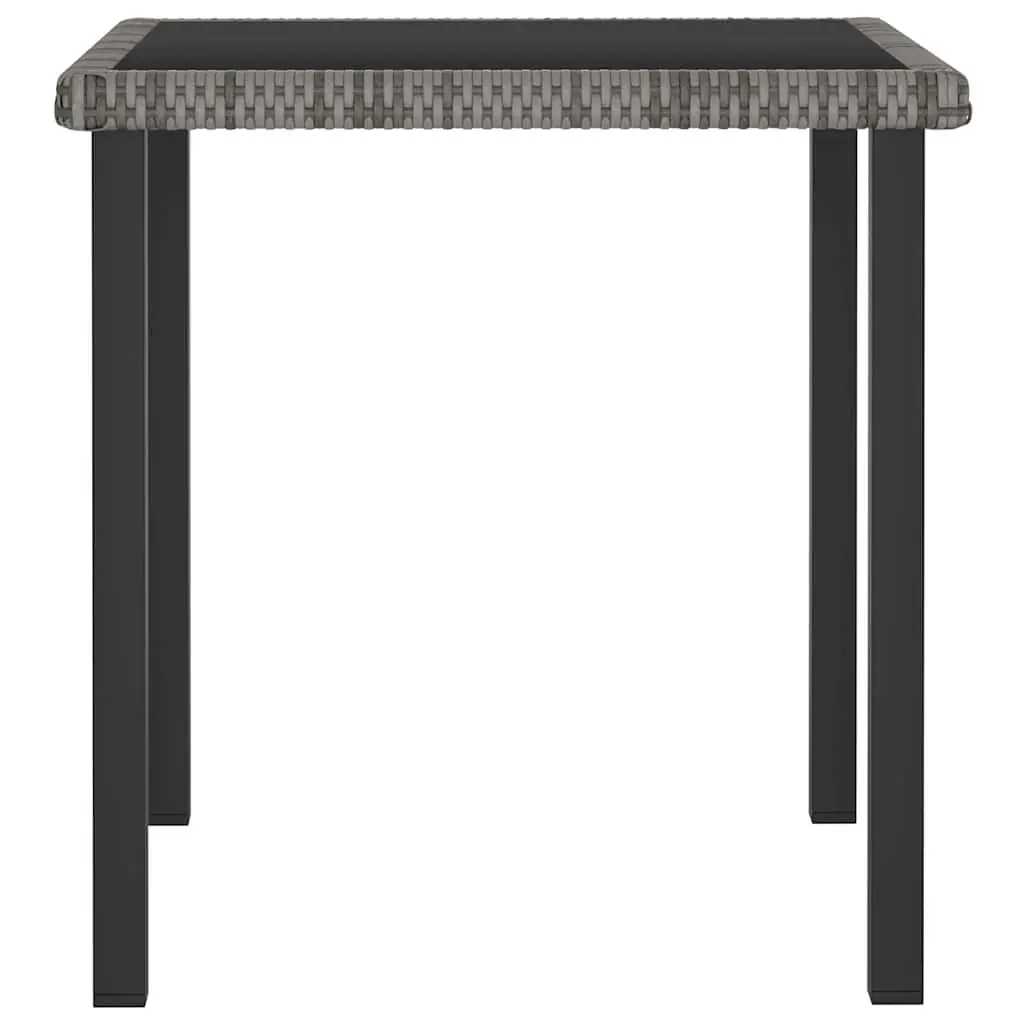 3 Piece Garden Dining Set Steel Frame Table Chairs Grey Rattan