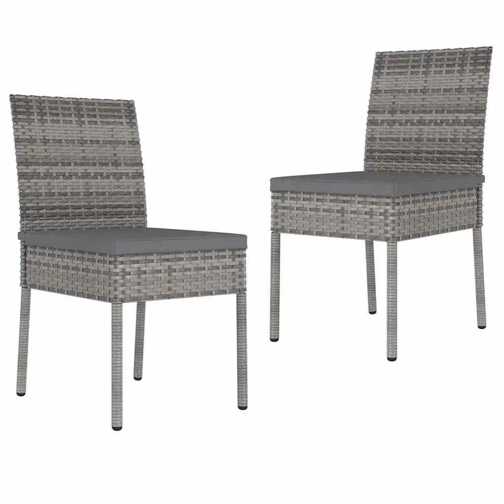 3 Piece Garden Dining Set Steel Frame Table Chairs Grey Rattan
