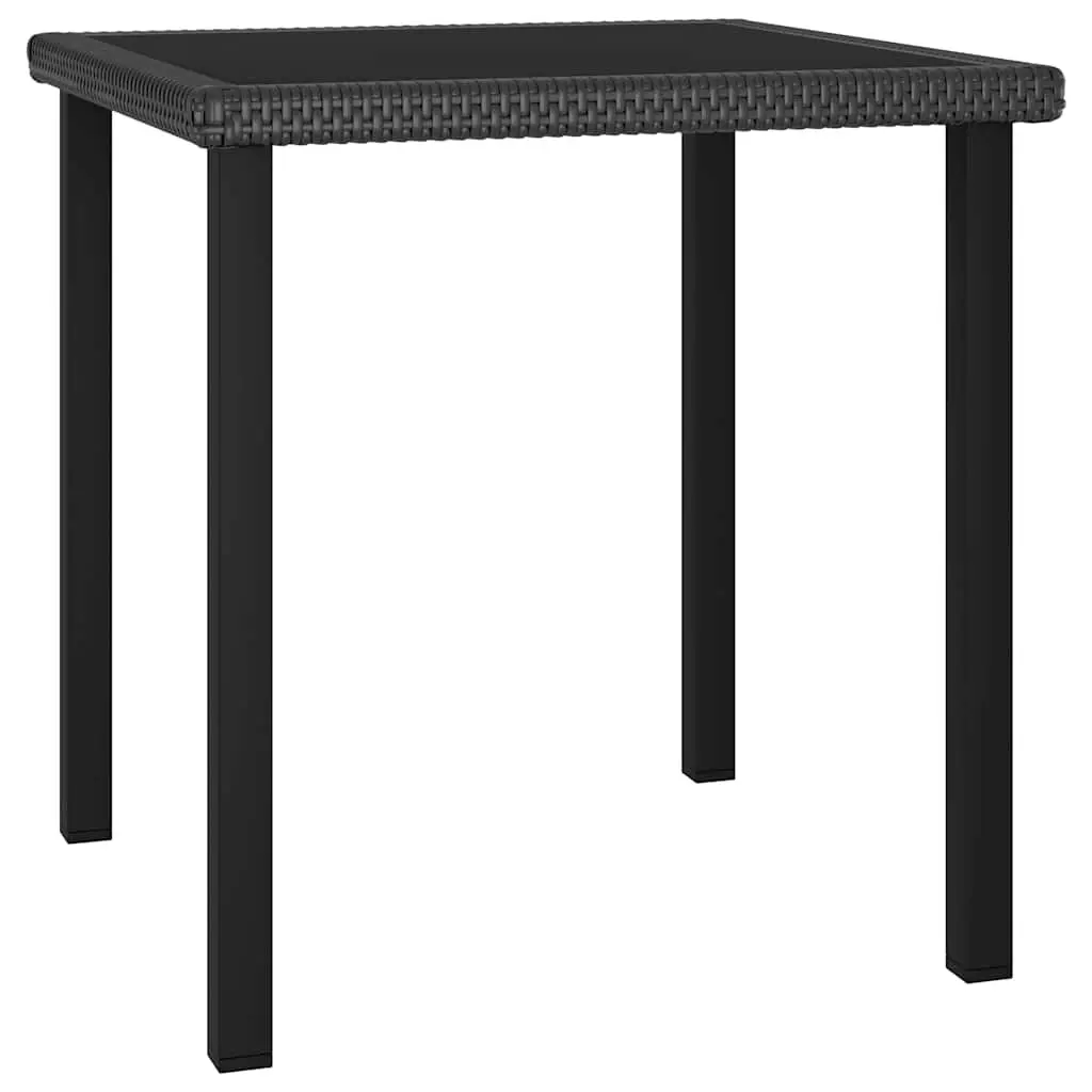 3 Piece Garden Dining Set Outdoor Patio Table Chairs Black Poly Rattan