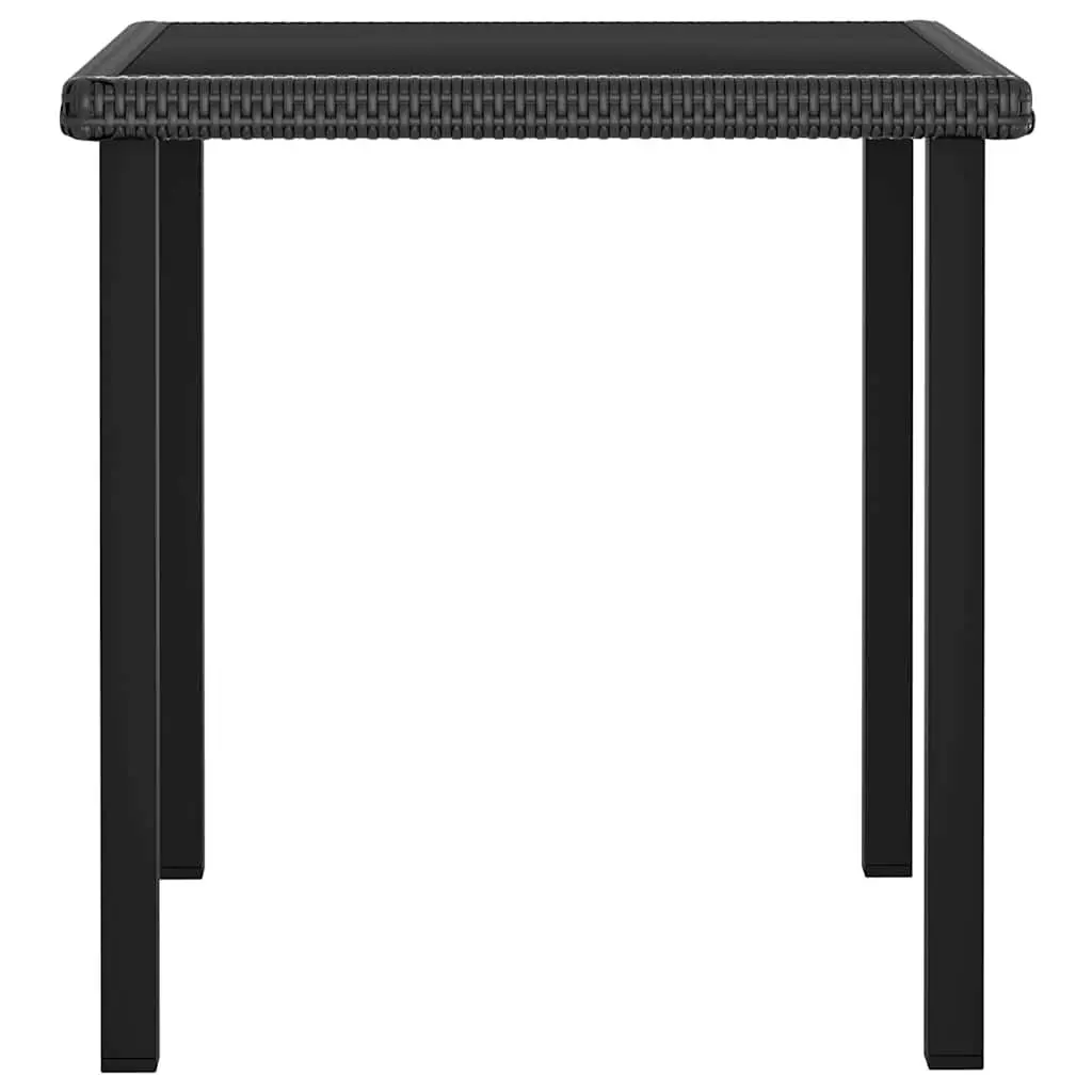 3 Piece Garden Dining Set Outdoor Patio Table Chairs Black Poly Rattan