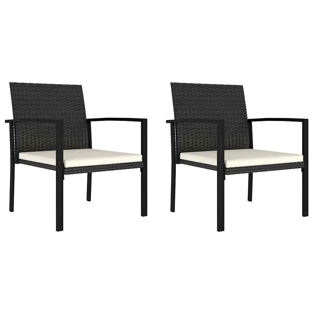 3 Piece Garden Dining Set Outdoor Patio Table Chairs Black Poly Rattan