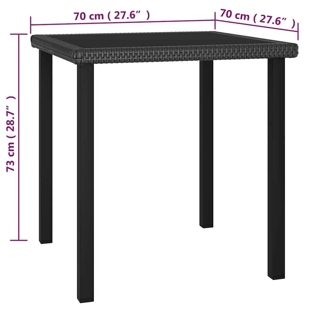 3 Piece Garden Dining Set Outdoor Patio Table Chairs Black Poly Rattan