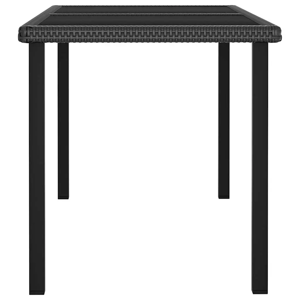 5 Piece Outdoor Garden Dining Set Black Poly Rattan Table Chairs Patio Furniture