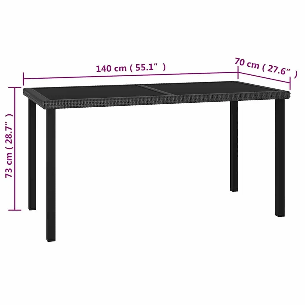 7 Piece Outdoor Dining Set Black Poly Rattan Garden Patio Furniture Table Chairs