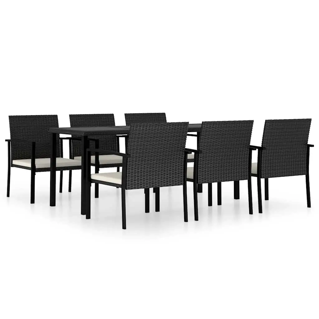 7 Piece Outdoor Garden Dining Set Patio Table Chairs Black Rattan Furniture