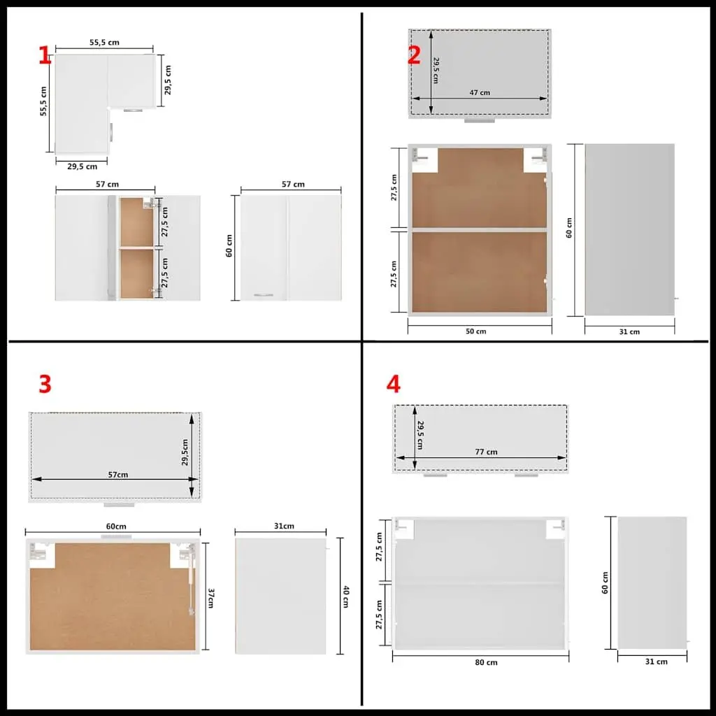 11 Piece White Kitchen Cabinet Set Engineered Wood Storage Organiser Furniture