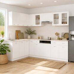 Kitchen Cabinet Set 11 Piece White Storage Cupboard Engineered Wood Furniture