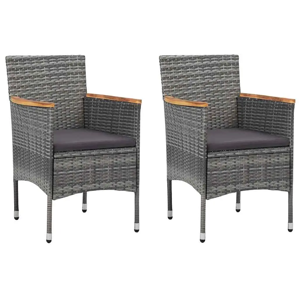 Garden Dining Set 3 Piece Outdoor Table Chairs Grey Rattan