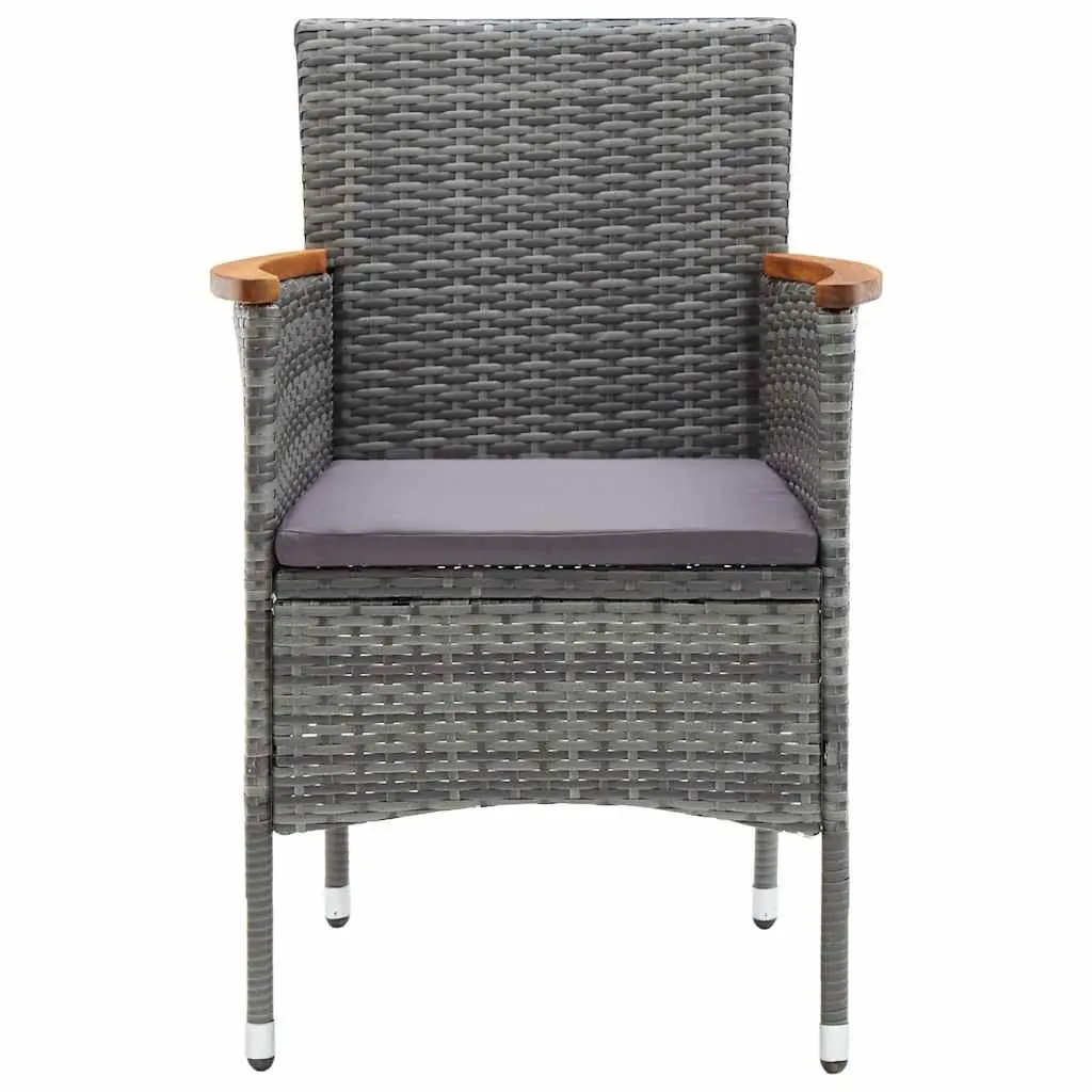 Garden Dining Set 3 Piece Outdoor Table Chairs Grey Rattan