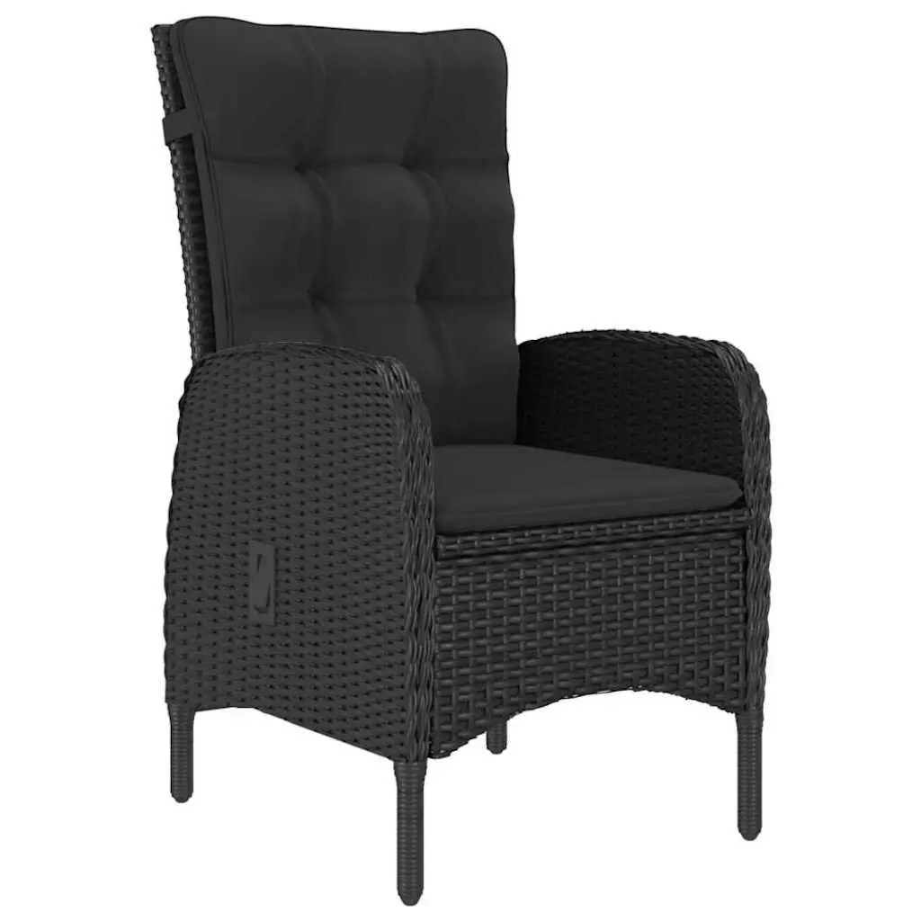 5 Piece Garden Dining Set Outdoor Table Chairs Black Acacia Wood Steel Rattan