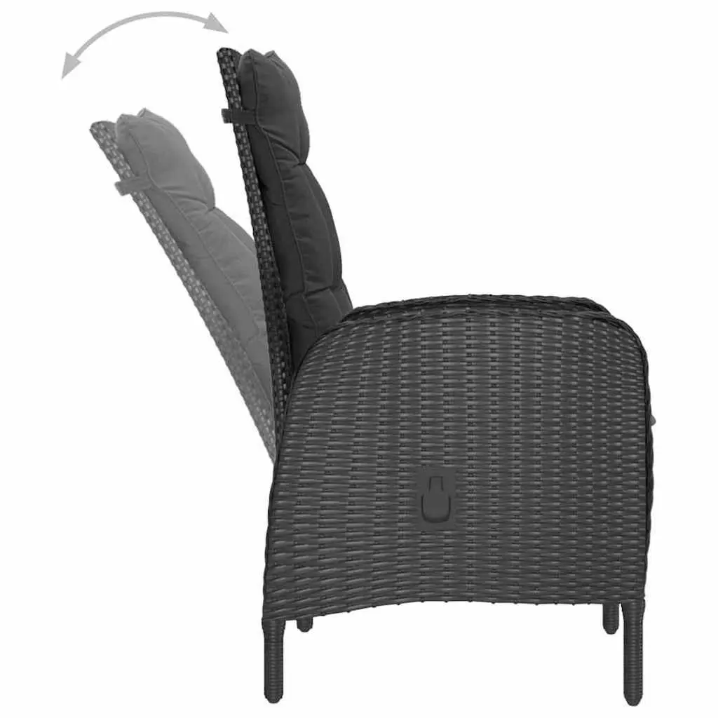 5 Piece Garden Dining Set Outdoor Table Chairs Black Acacia Wood Steel Rattan