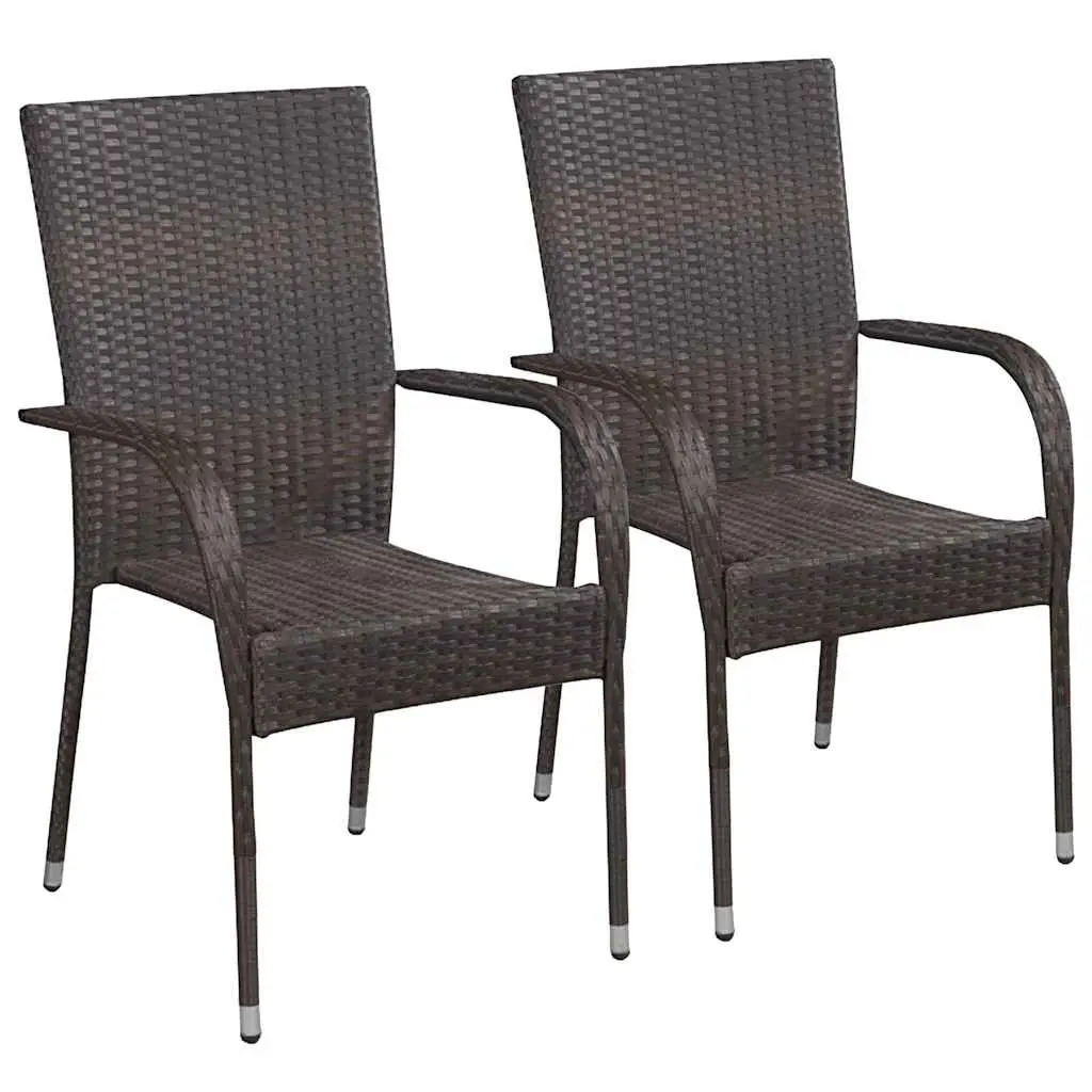 Garden Dining Set 3 Piece Outdoor Table Chairs Brown Acacia Wood Rattan