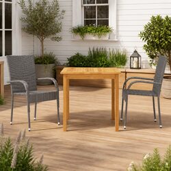 Garden Dining Set 3 Piece Outdoor Furniture Table Chairs Grey Patio Seating