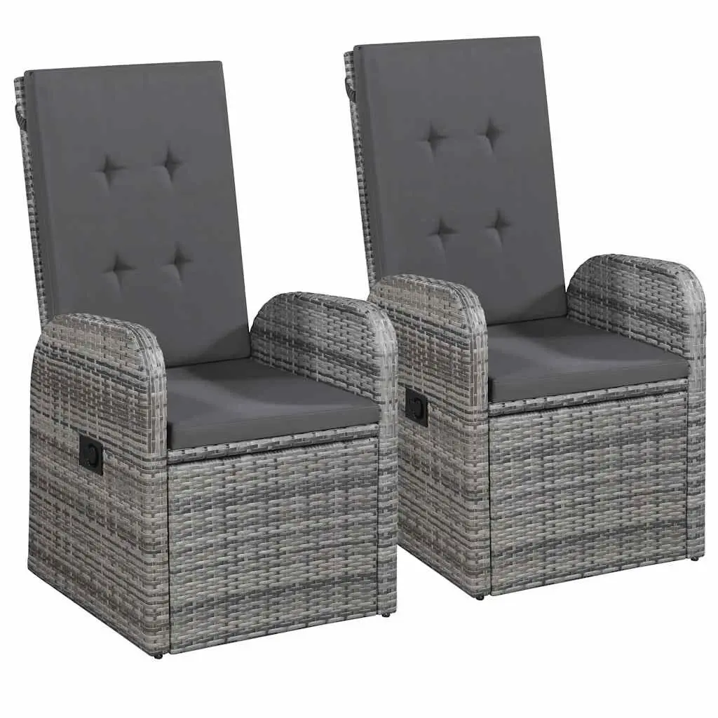 Garden Dining Set 3 Piece Outdoor Table Chairs Rattan Grey