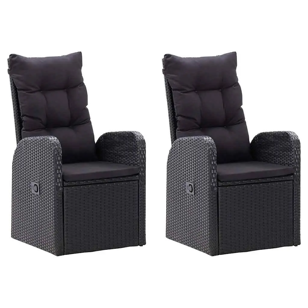 5 Piece Garden Dining Set Black Outdoor Furniture Table Chairs Rattan