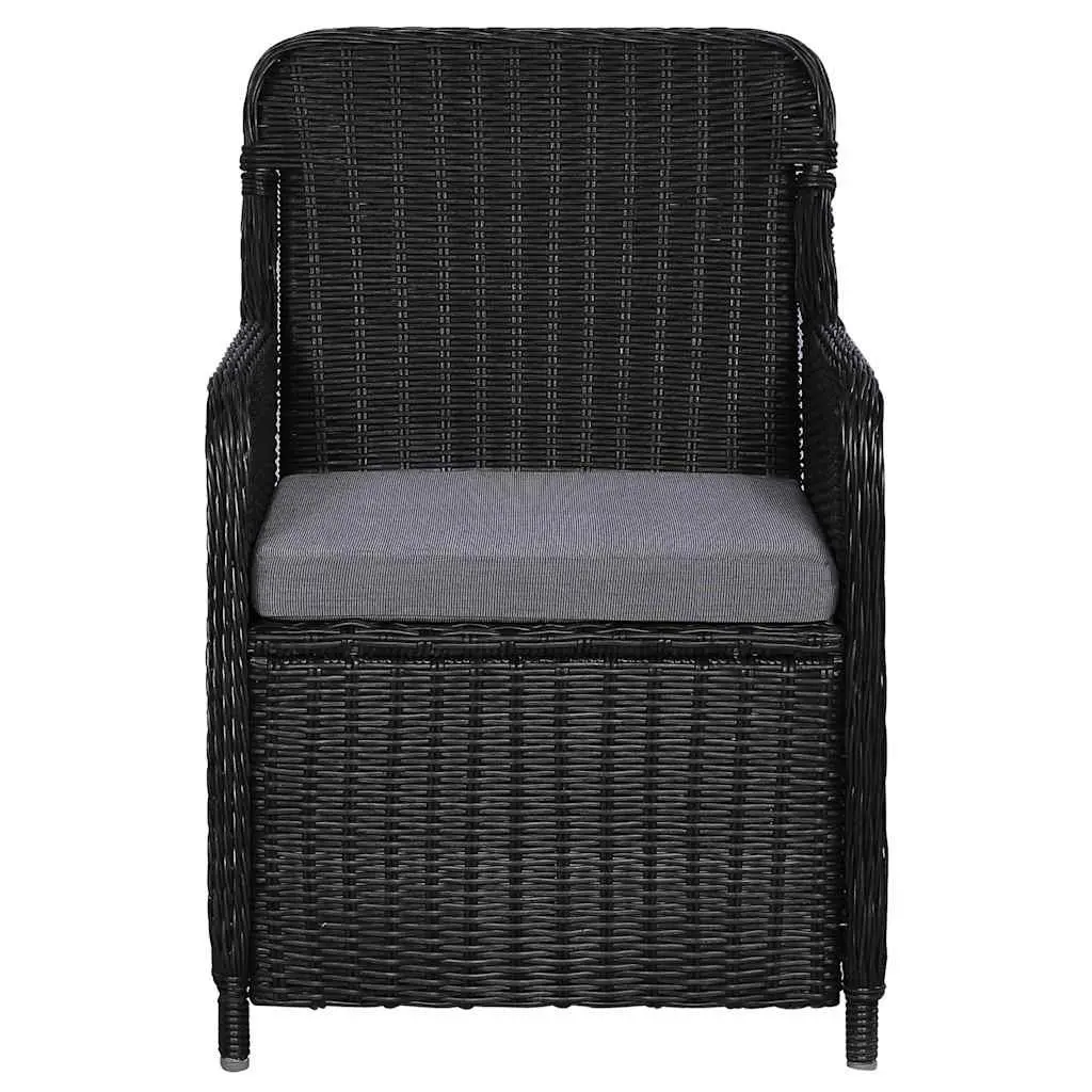 Garden Dining Set 3 Piece Outdoor Table and Chairs Black Acacia Wood and Rattan