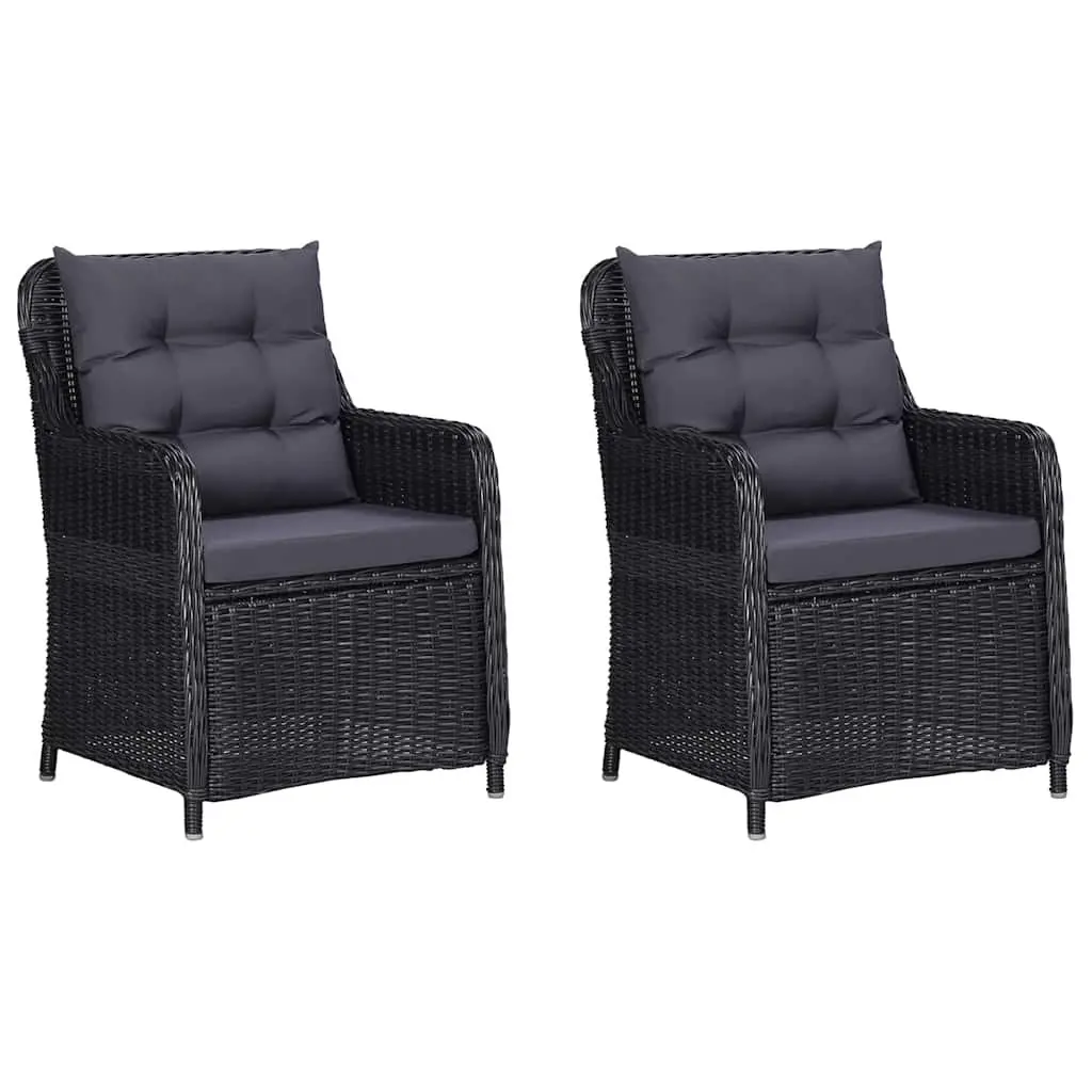 3 Piece Garden Dining Set Black Acacia Wood Chairs Table Outdoor Furniture