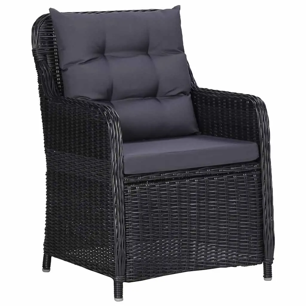 3 Piece Garden Dining Set Black Acacia Wood Chairs Table Outdoor Furniture