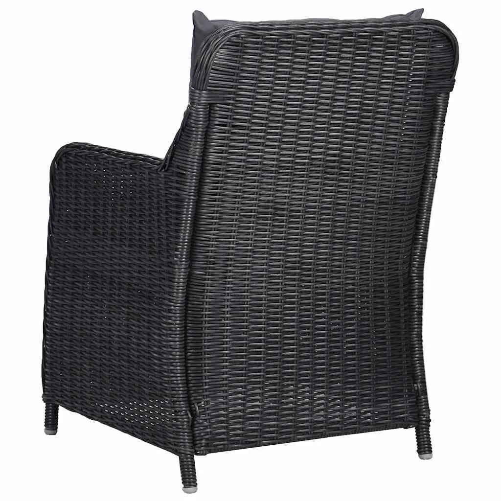 3 Piece Garden Dining Set Black Acacia Wood Chairs Table Outdoor Furniture