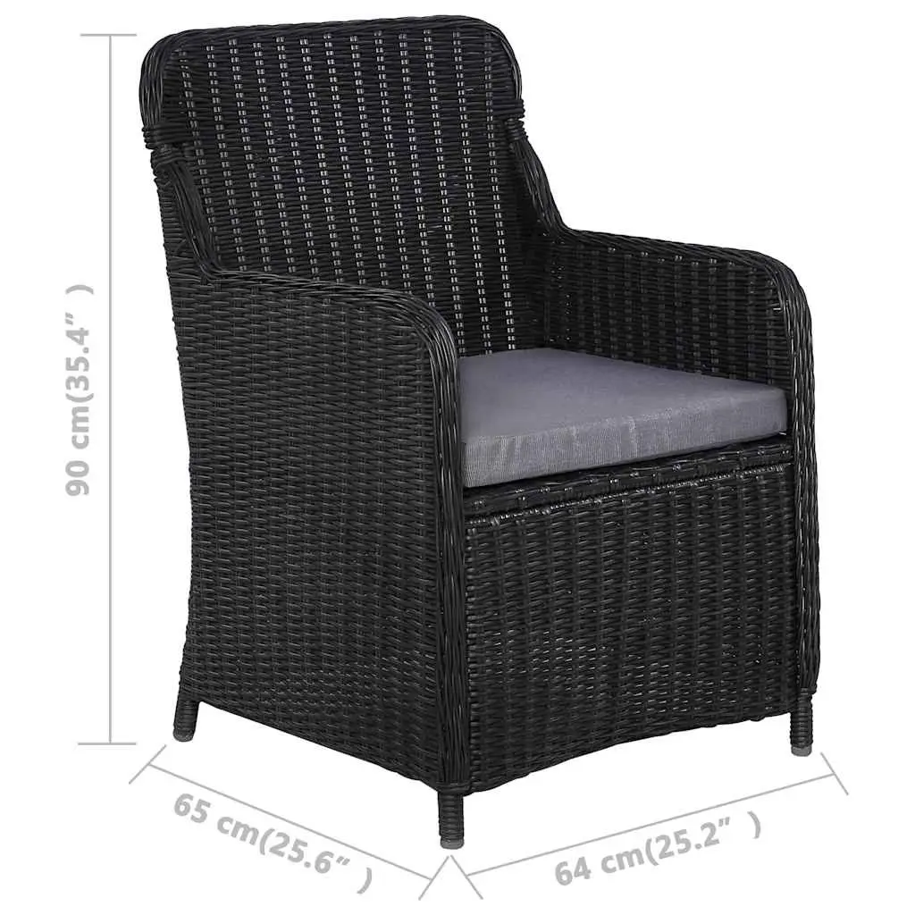 5 Piece Garden Dining Set Black Outdoor Furniture Table Chairs with Cushions