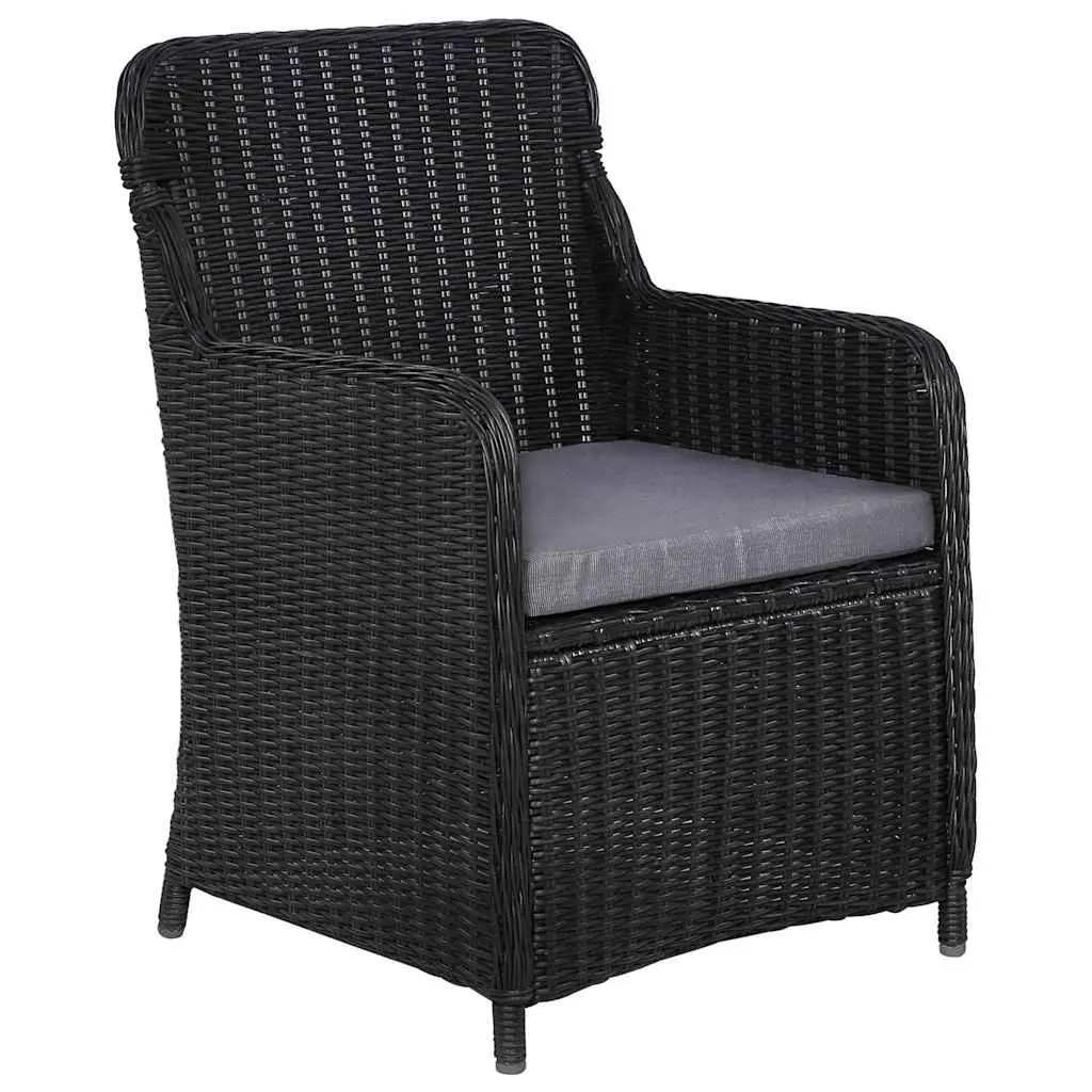 5 Piece Garden Dining Set Black Outdoor Furniture Table Chairs with Cushions