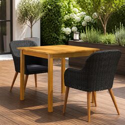 Garden Dining Set 3 Piece Outdoor Furniture Table Chairs Black