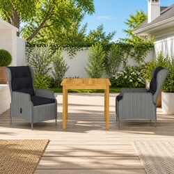 Garden Dining Set 3 Piece Outdoor Table Chairs Grey Patio Furniture