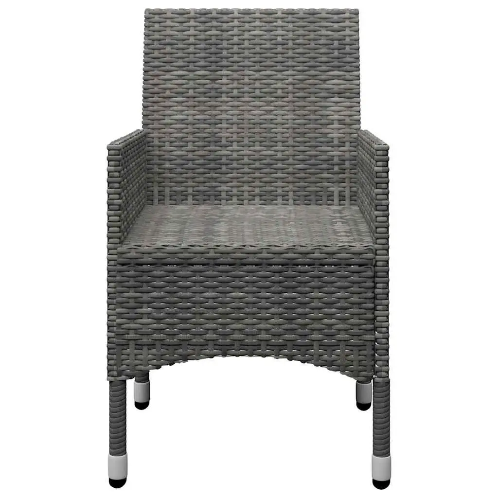 Garden Dining Set 5 Piece Outdoor Table and Chairs Grey PE Rattan Steel Frame
