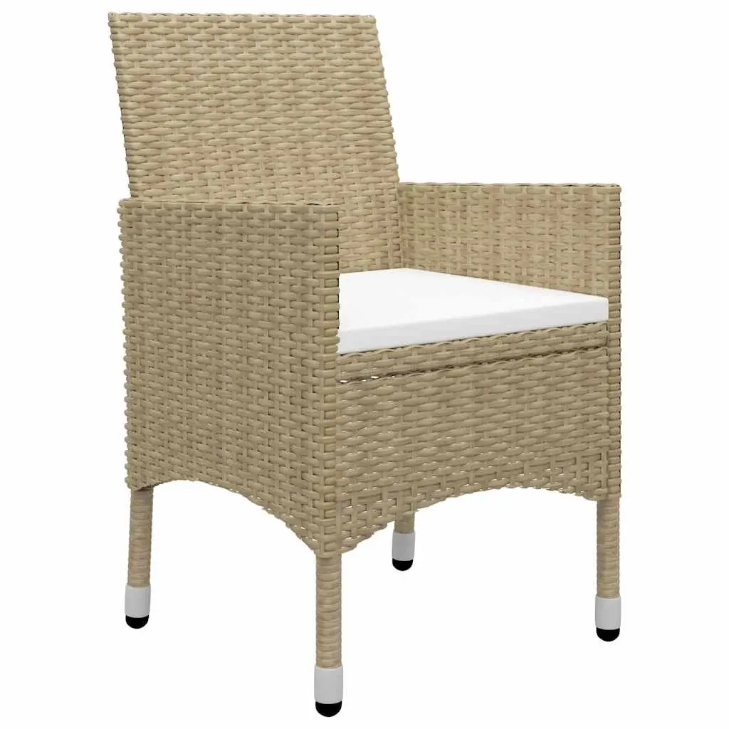 Garden Dining Set 5 Piece Outdoor Furniture Solid Acacia Wood Table Powder Coated Steel Chairs Beige