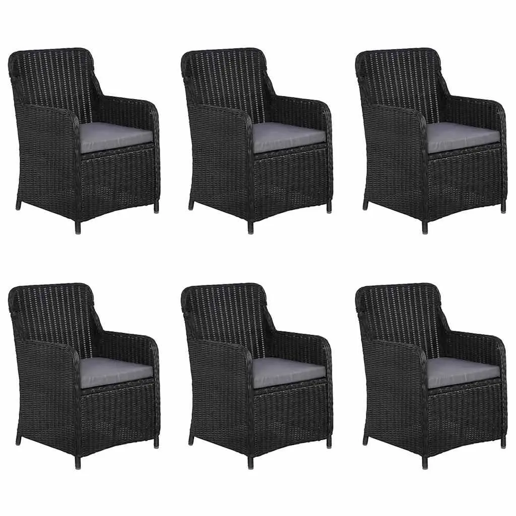 7 Piece Garden Dining Set Acacia Wood Table Steel Frame Black Outdoor Furniture