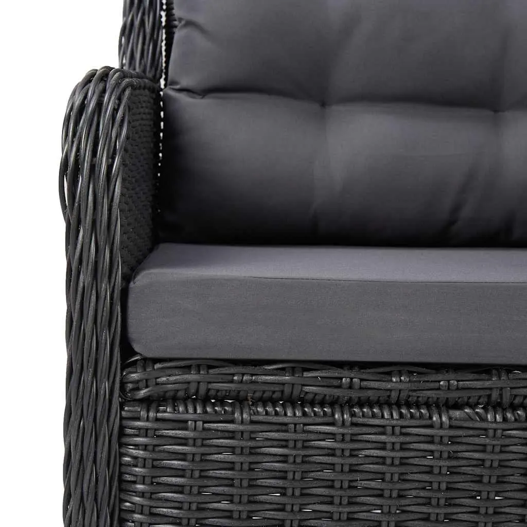7 Piece Garden Dining Set Black Outdoor Patio Table Chairs Rattan Furniture