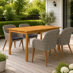 Garden Dining Set 5 Piece Brown Outdoor Furniture Table Chairs Patio Rattan