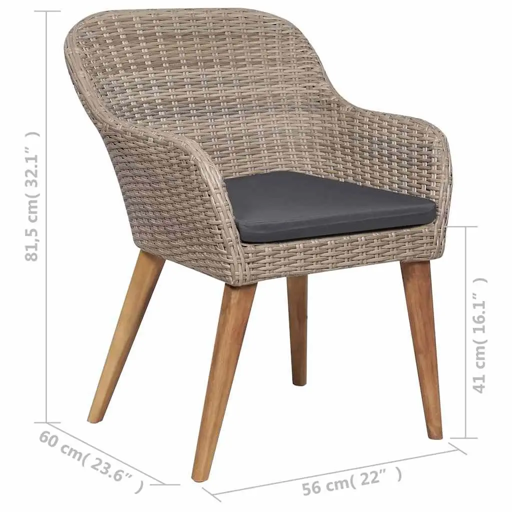 Garden Dining Set 5 Piece Brown Outdoor Furniture Table Chairs Patio Rattan