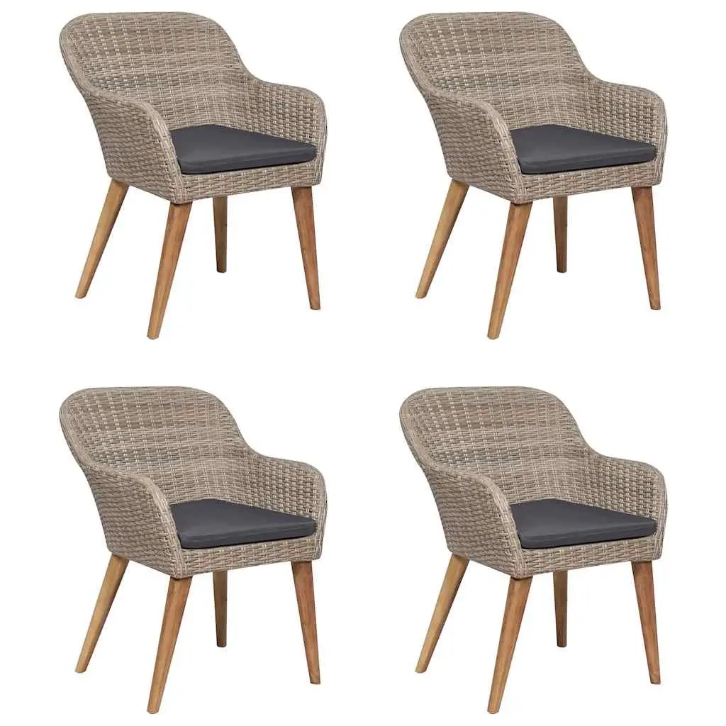Garden Dining Set 5 Piece Brown Outdoor Furniture Table Chairs Patio Rattan