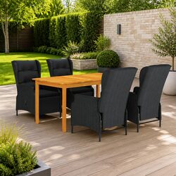 Garden Dining Set 5 Piece Outdoor Furniture Table Chairs Grey Patio Seating