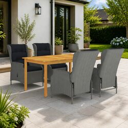 5 Piece Garden Dining Set with Table and Chairs Light Grey Outdoor Furniture