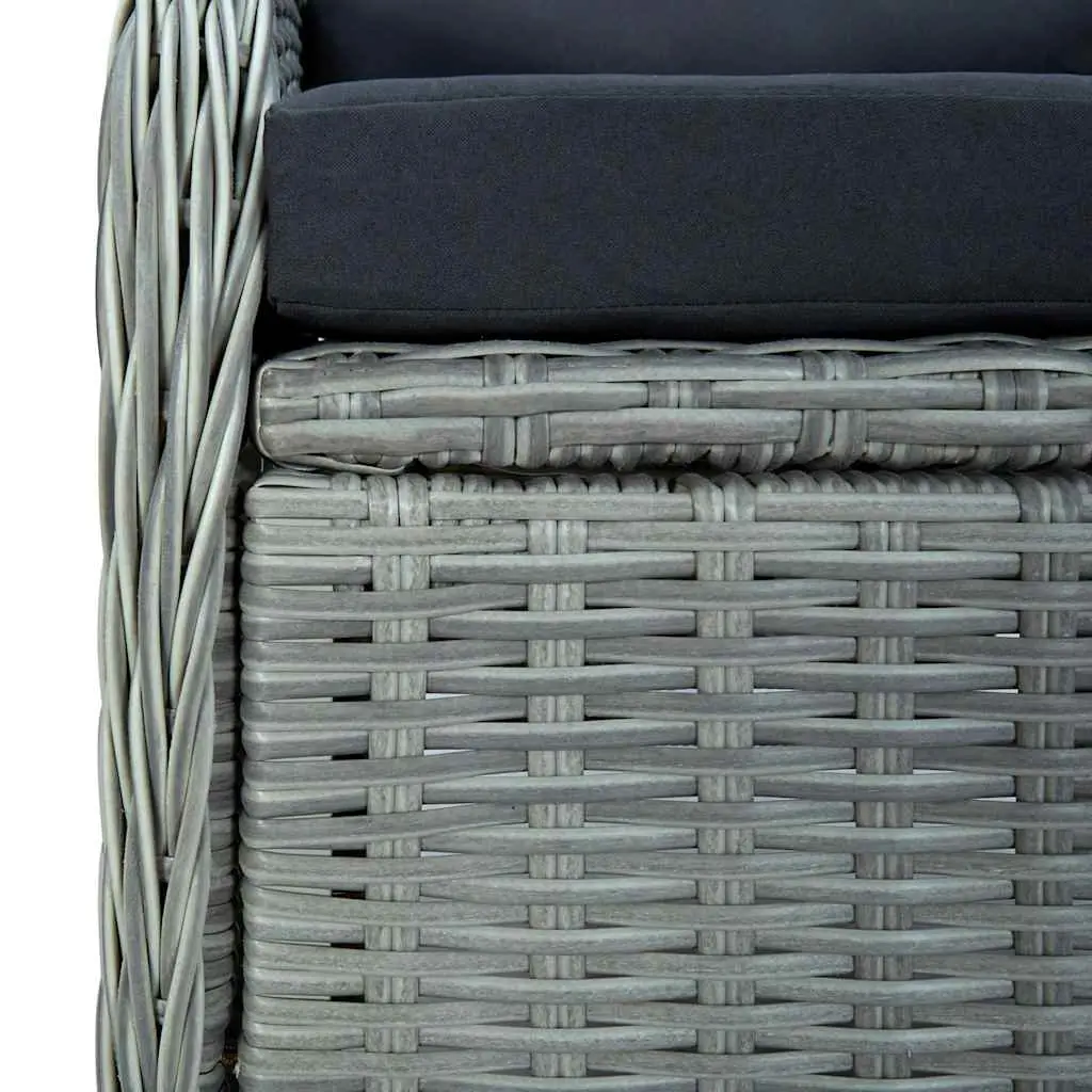 7 Piece Garden Dining Set Outdoor Table Chairs Grey PE Rattan Steel Frame