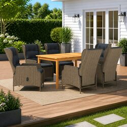 7 Piece Garden Dining Set Outdoor Table Chairs Acacia Wood Brown